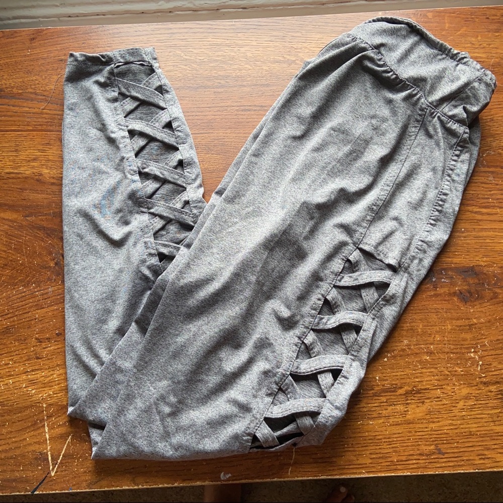 Rue21 medium grey leggings with side cut outs